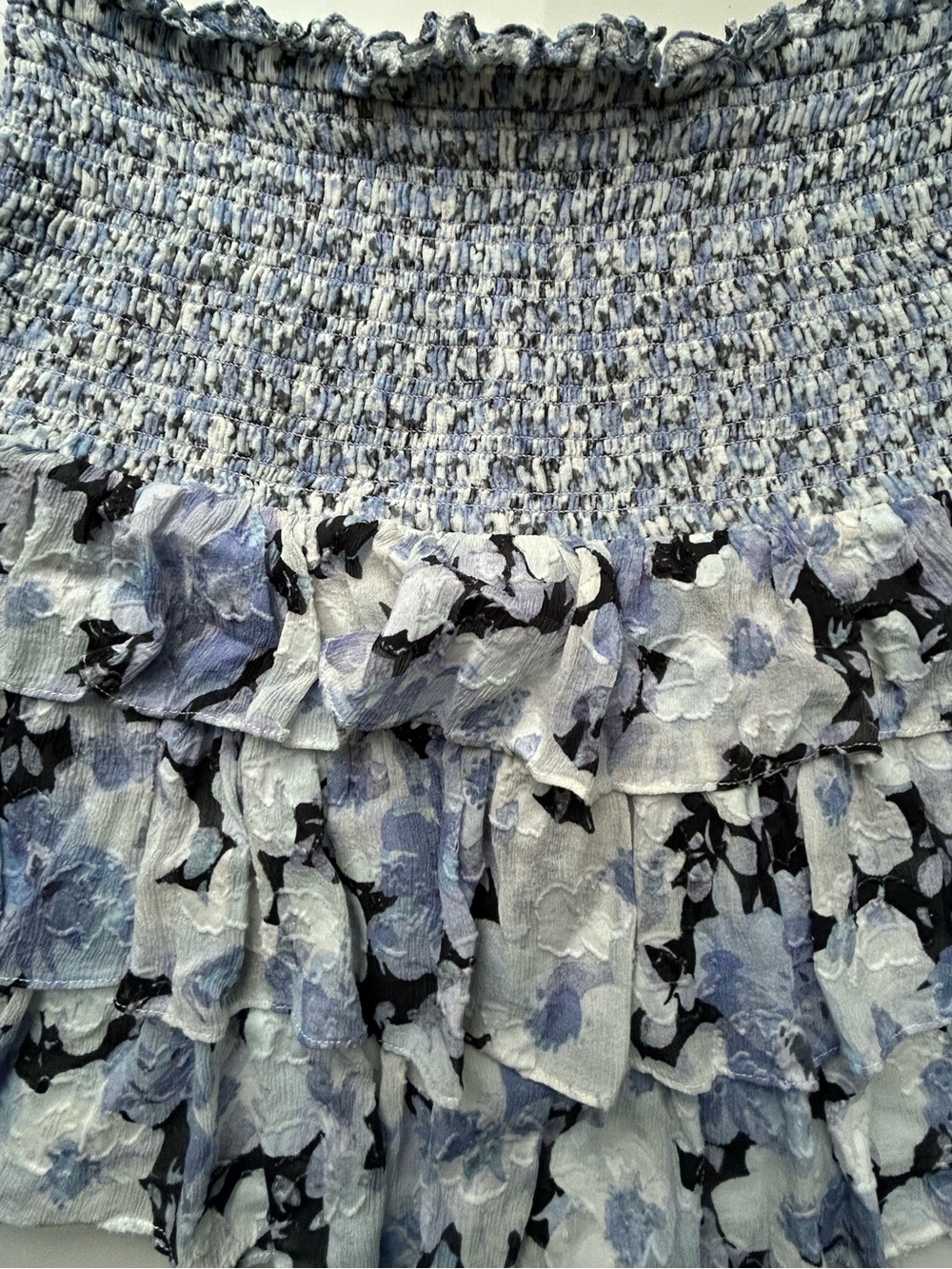 LoveShackFancy Blue and White Floral Ruffle Mini Skirt - Picture 4 of 6